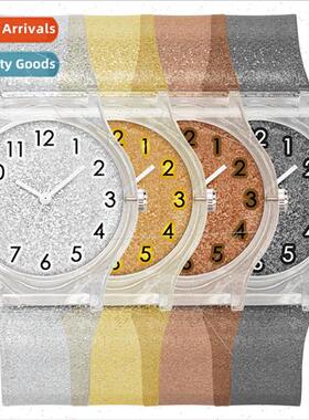 New transparent glter plastic strap dial fashion nd watch wa