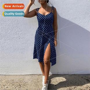 Spl Strap Black Elastic Dress Dot Polka Whe Backless 2021