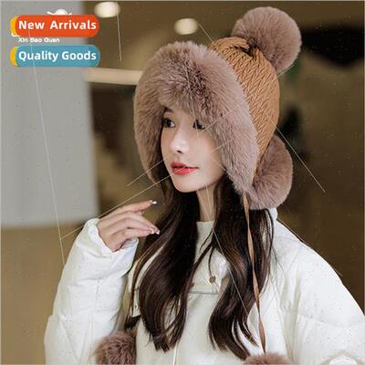 9705 new Korean  women thunderbolt hat winter cold warm hair
