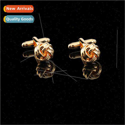 Electroplated gold hollow geometric shape twist cufflinks sh