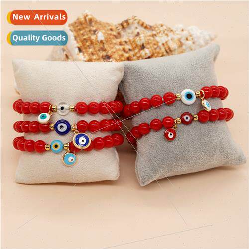 Hundred ethnic  simple red acrylic glaze round piece alloy e