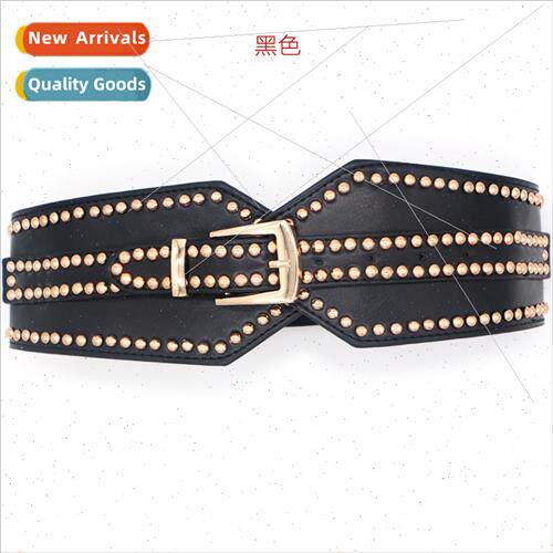 Coat belt female wide belt rivets decorative fashion versati