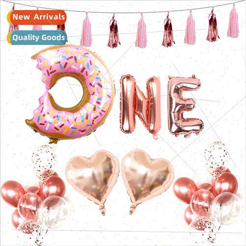 Doughnut ONE Birthday Balloon Set Rose Gold Birthday Package