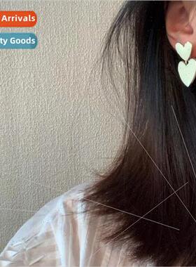 s925 silver needle milky whe double love earrings Korea simp