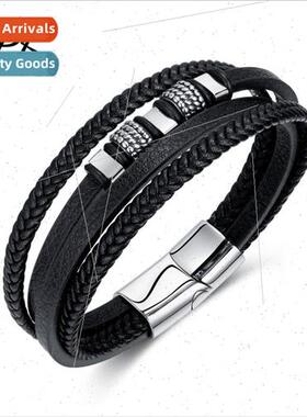 Europe Men Trend Stainless Steel Magnetic Clasp Vintage Mult