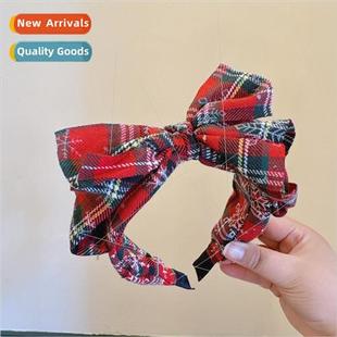 bow fine hairpin accessories head plaid retro green hair red