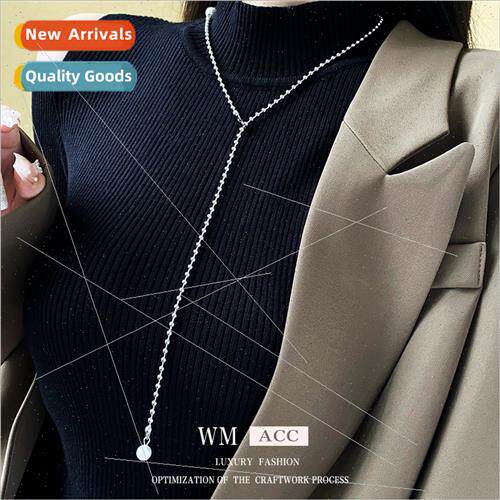 Steel tanium long sweater chain cold wind minimalist necklac