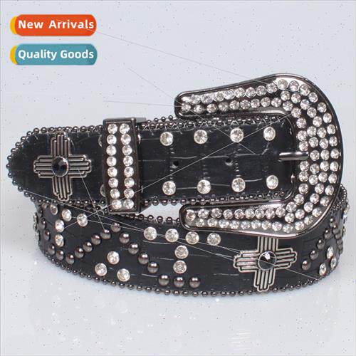y2k American full rhinestone water punk wide belt men women
