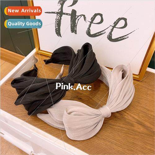 ins retro beaded yarn handmade large  bow hairpin headband g