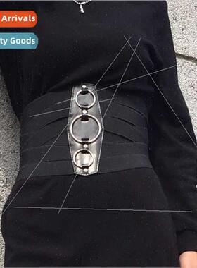 Europe black circle decoration extra wide elastic elastic wa