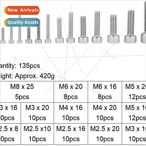 210 pcs cup head socket head cap screws 304 cylindrical head