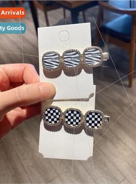 Korea new plaid diamond duckbill clip versatile stripes squa