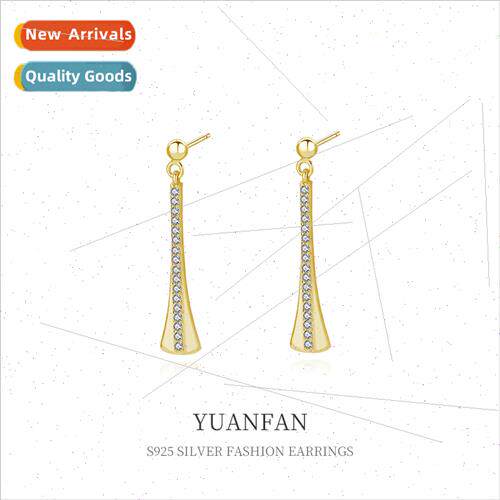 925 silver long fashion retro zirconia earrings female niche