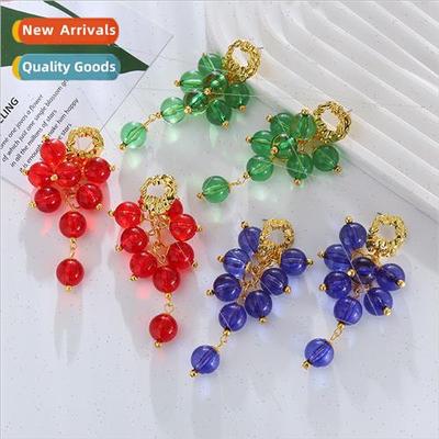 Europe new multi-layer spherical resin earrings female bohem