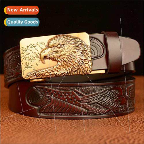 Personalized domineering eagle head automatic buckle men cow