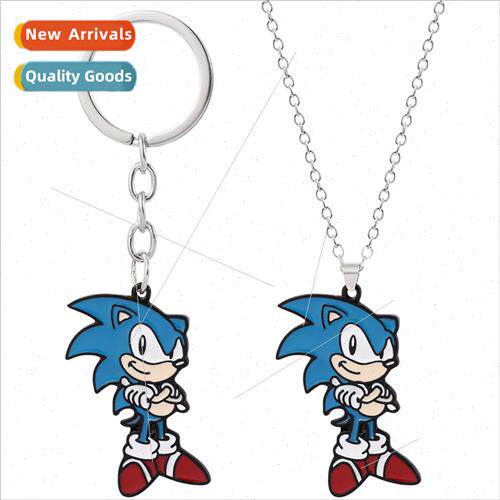 Sonic Kid ttle Hedgehog Keychain Blue Cartoon Animal Metal N