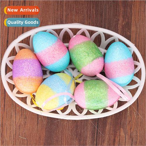 New Easter pendant 4*6cm gold pink two-color foam eggs resur
