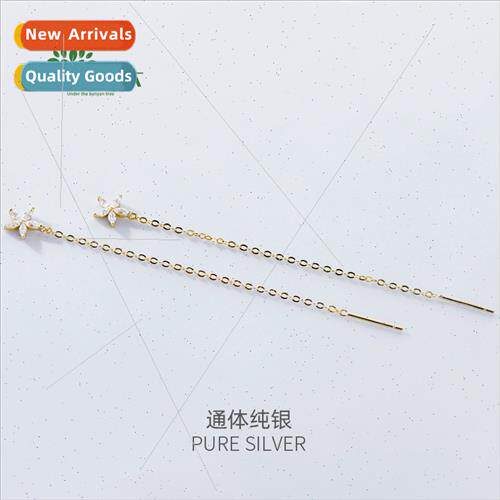 S925 silver plated delicate romantic flowers ear wire female