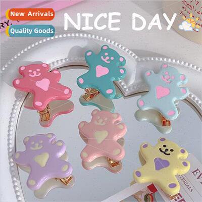 Koreacute bear hairpin colorful girl broken hairpin duckbill
