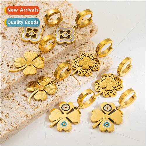 Europe new fashion ins four-leaf clover earrings female 百搭