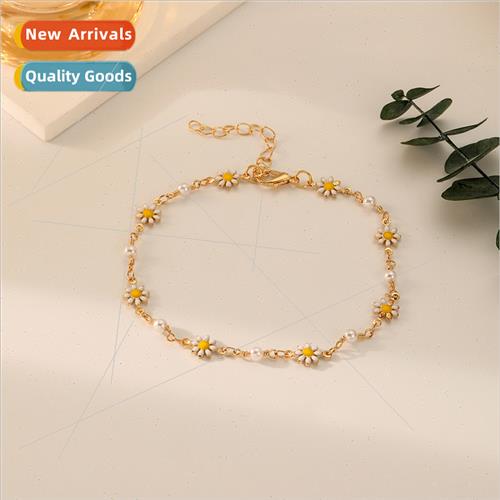 Fashion mple Fresh Rustic Gold Daisy Flower Anklet
