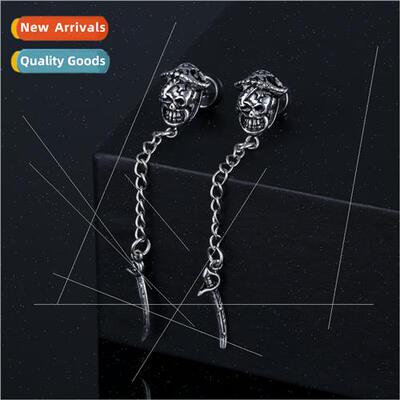 Europe stainless steel casting earrings creative skull pirat