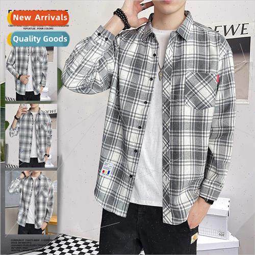 Plaid shirt men spring fall American retro senior sense tide