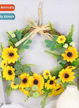 mulation flower sunflower wreath cow horn pendant summer liv