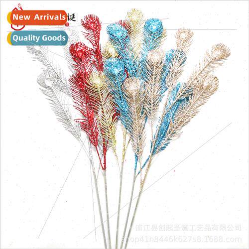 Christmas 5 ked finch tail leaves Plastic flowers simulation