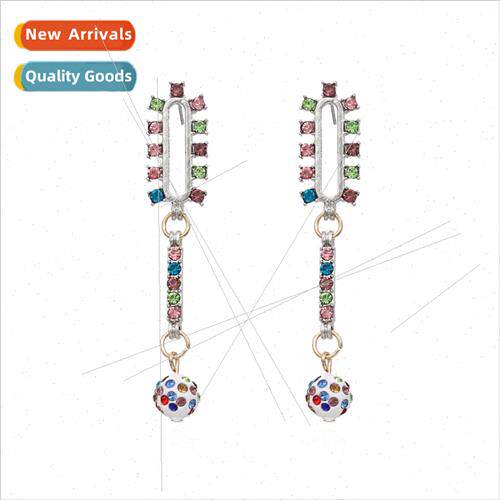 New alloy colored diamond earrings retro exaggerated geometr