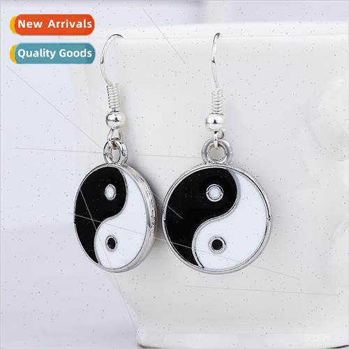 Europe alloy oil drip Tai Chi Yin Yang Bagua earrings earrin