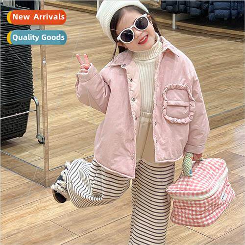 2023 winter new Korean  of the girls pink cotton jacket shir