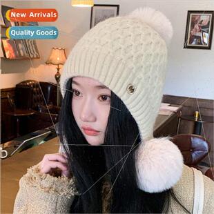 New rabb hair trichotomous ear protection woolen cap female