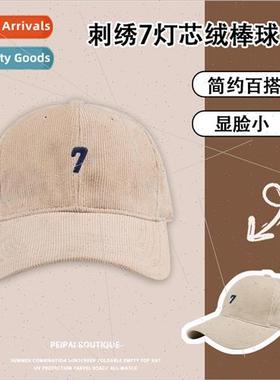 Autumn and winter hats female simple embroidery corduroy bas