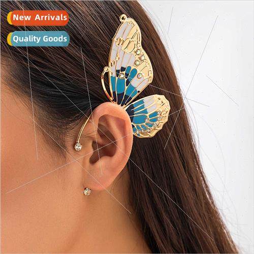 Butterfly Crystal Women Ear Clip Earrings Cute Gypsy Charm B