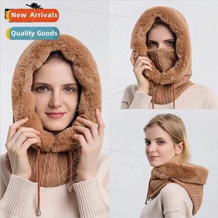 Winter new warm padded ear protection knted pullover hat fem