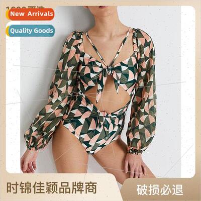 2023 New Europe Long Sleeve Strappy Swimsu Sexy One-piece Sw