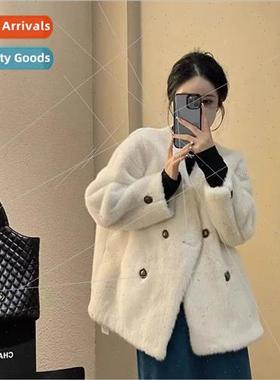 2023 fall and winter new mink hair V-neck fur one short sect