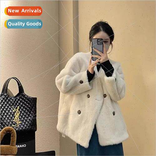 2023 fall and winter new mink hair V-neck fur one short sect