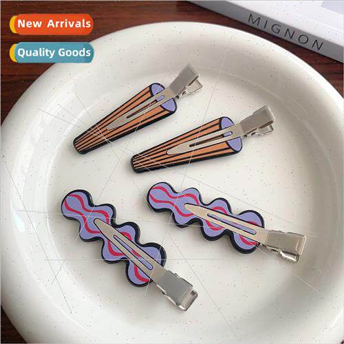 Korea new seamless clip color side clip stripes sweet duckbi