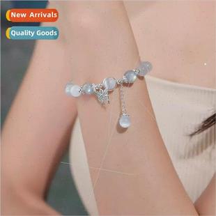 Butterfly Bracelet Women Cat Moonlight Crystal Gray Stri Eye