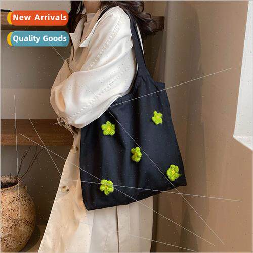 terary Flower Canvas Bag Summer Shoulder Tote Student mple i