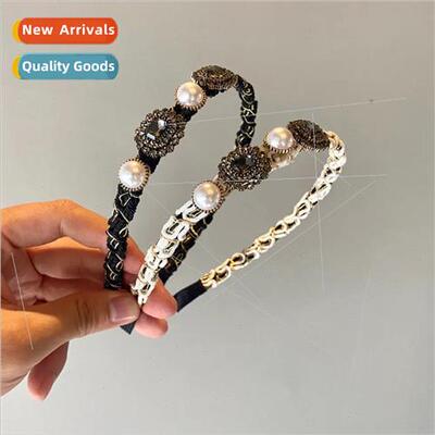 diamond pearl retro wind headband go out to bind hair -slip