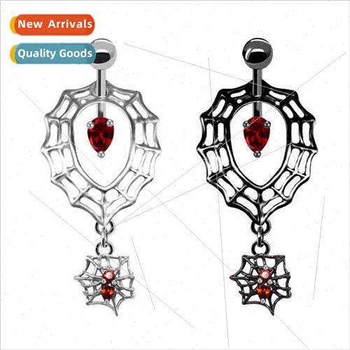 Europe Spider Belly Button Ring Red Teardrop Zirconia Belly