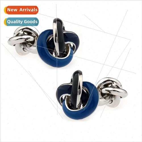 New Pure Copper Men French Shirt Cufflinks Buttons Blue Doub