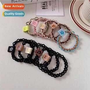 female basic flower ponytail small headband tie mple hair