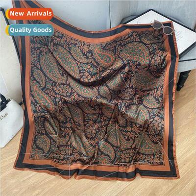 2022 new silk scarf simulation silk printing large cashew fl
