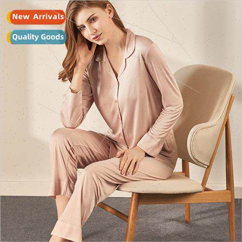 Autumn new long-sleeved silk pajamas women loose large size