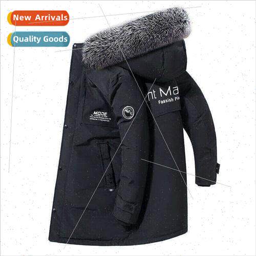 2022 winter down jacket medium-length hooded large fur colla