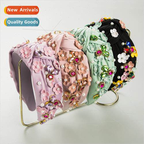 Hair bands baroque wide edge flower pearl headband fashion r